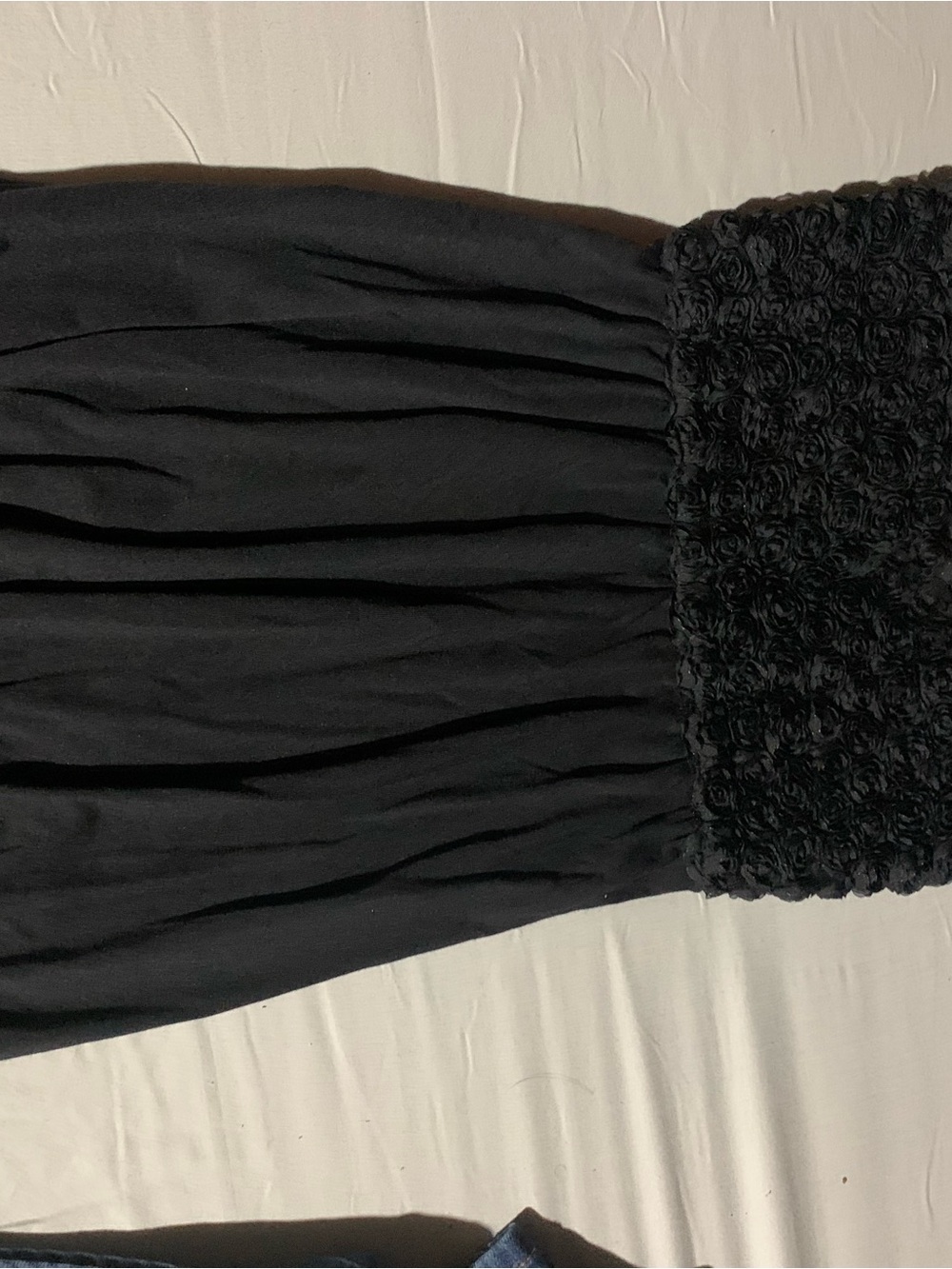 Taboo Strapless Black Smocked Bodice Maxi Top